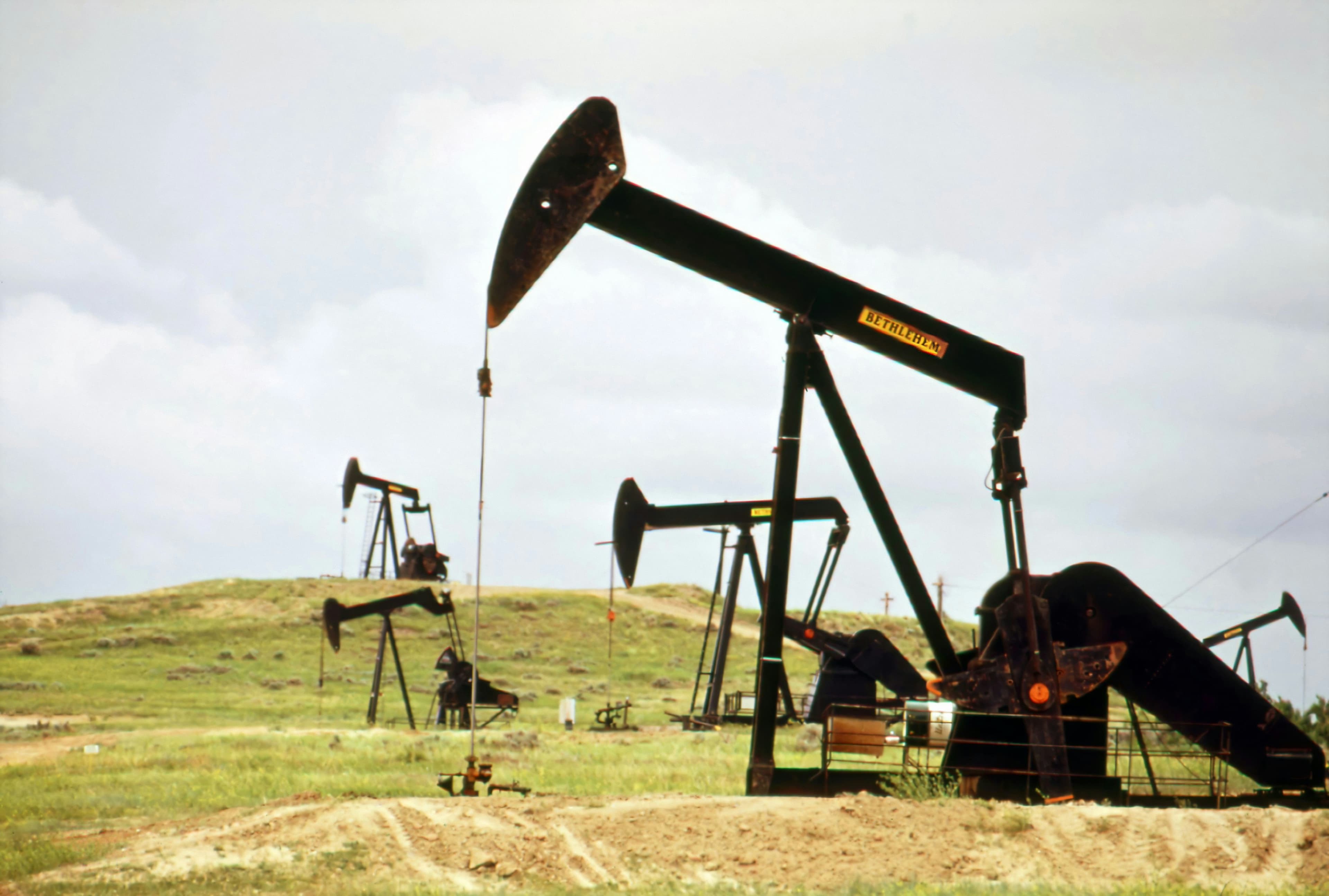 Pump jacks on a producing lease